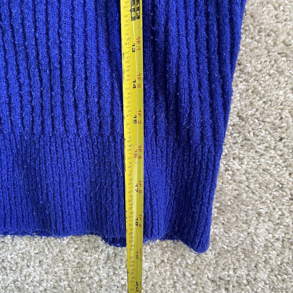 Lucky YY Sweater Womens Small Blue Crew Neck Puff 3/4 Sleeve Chunky Knit - Picture 6 of 9